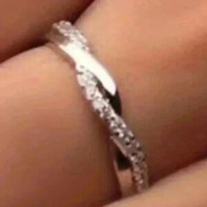 🍁 New Lovers Ring Two Lines Twisted CZ Wedding Women Ring, GPMB1437